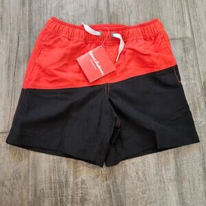 Hanna Andersson Swim Trunks Size 100‎ Red Black Colorblock UPF Kids NEW Vacation